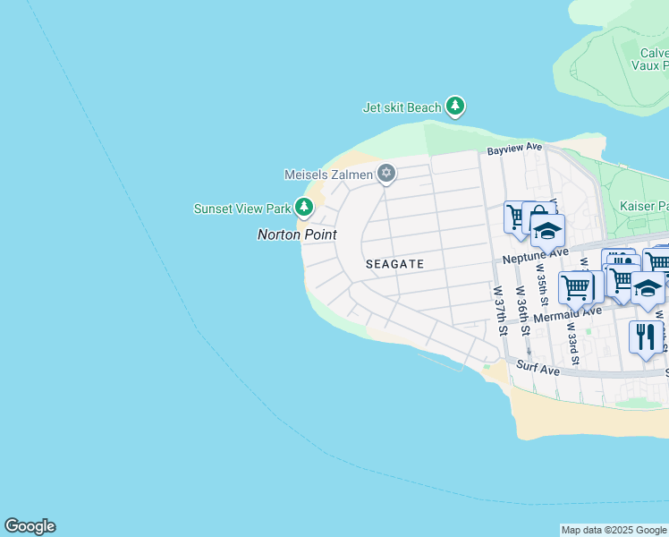 map of restaurants, bars, coffee shops, grocery stores, and more near 4725 Beach 47th Street in Brooklyn