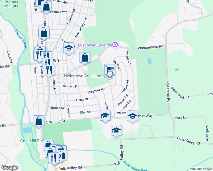 map of restaurants, bars, coffee shops, grocery stores, and more near 781 Magnolia Road in Hellertown