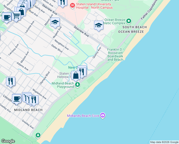 map of restaurants, bars, coffee shops, grocery stores, and more near 785 Father Capodanno Boulevard in Staten Island