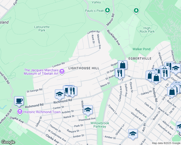 map of restaurants, bars, coffee shops, grocery stores, and more near 193 Nugent Street in Staten Island