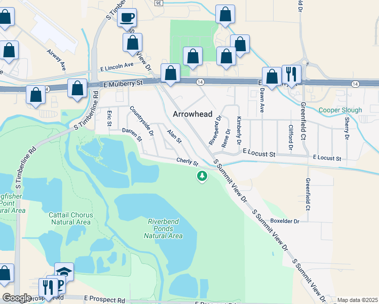 map of restaurants, bars, coffee shops, grocery stores, and more near 2900 Cherly Street in Fort Collins
