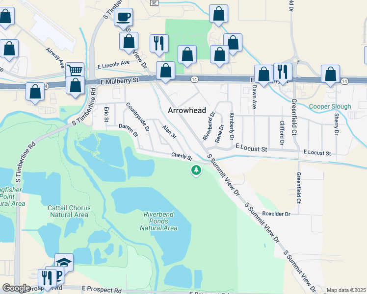map of restaurants, bars, coffee shops, grocery stores, and more near 2900 Cherly Street in Fort Collins