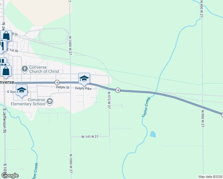 map of restaurants, bars, coffee shops, grocery stores, and more near 9799 E Marion St in Converse