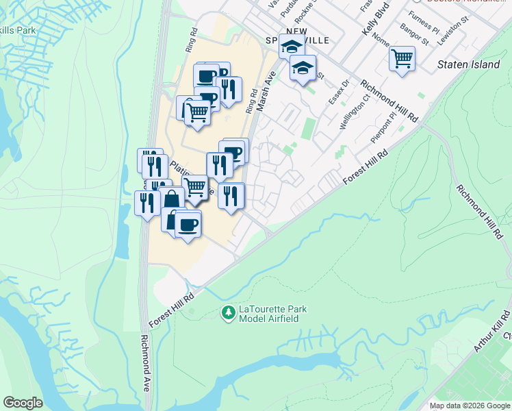 map of restaurants, bars, coffee shops, grocery stores, and more near 370 Windham Loop in Staten Island