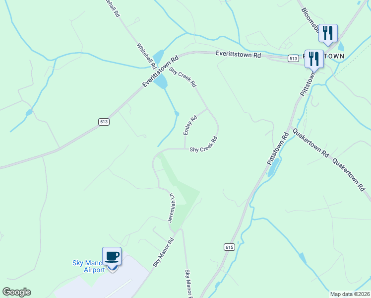 map of restaurants, bars, coffee shops, grocery stores, and more near 35 Shy Creek Road in Alexandria