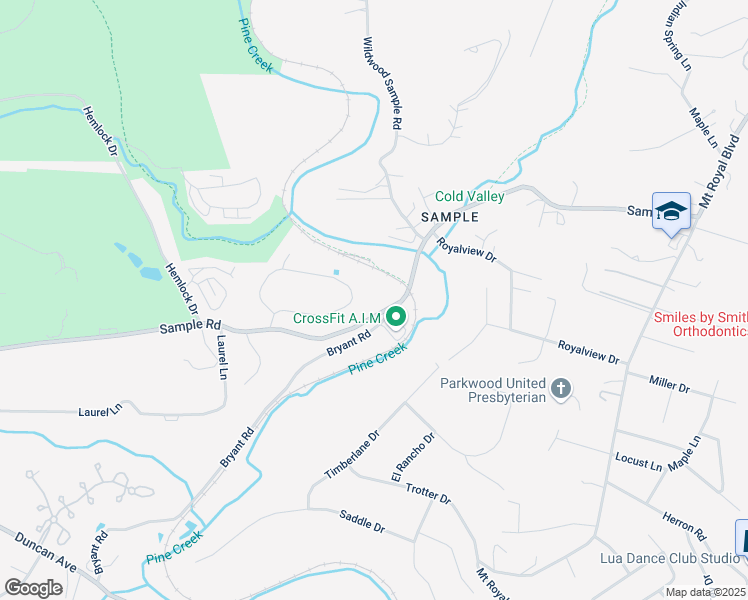 map of restaurants, bars, coffee shops, grocery stores, and more near 4324 Bryant Road in Hampton Township