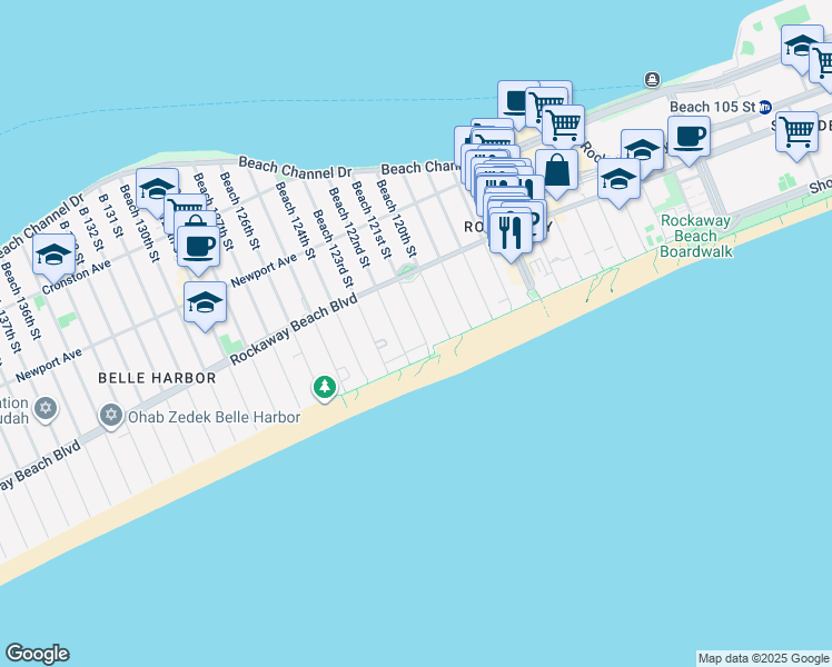 map of restaurants, bars, coffee shops, grocery stores, and more near 131 121 Street in Queens