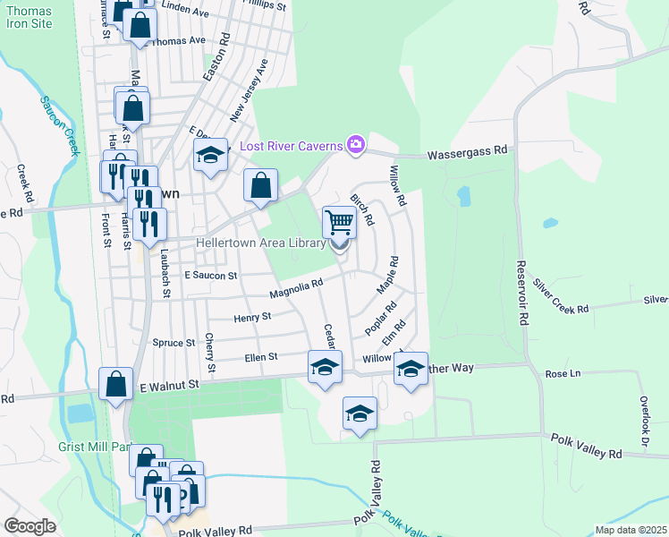 map of restaurants, bars, coffee shops, grocery stores, and more near 408 Constitution Avenue in Hellertown
