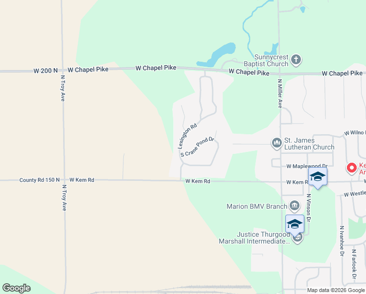 map of restaurants, bars, coffee shops, grocery stores, and more near 1221 N Lexington Rd in Marion