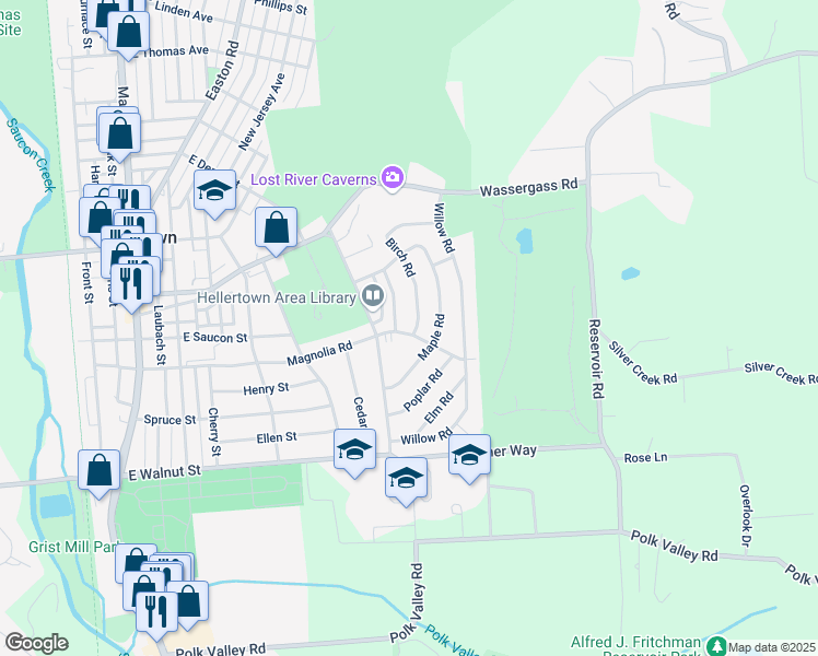 map of restaurants, bars, coffee shops, grocery stores, and more near 826 Magnolia Road in Hellertown