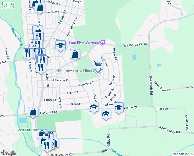 map of restaurants, bars, coffee shops, grocery stores, and more near 408 Constitution Avenue in Hellertown