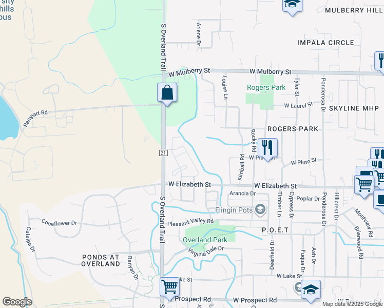 map of restaurants, bars, coffee shops, grocery stores, and more near 3002 West Elizabeth Street in Fort Collins