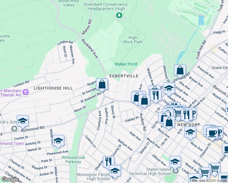 map of restaurants, bars, coffee shops, grocery stores, and more near 40 Dimarco Place in Staten Island
