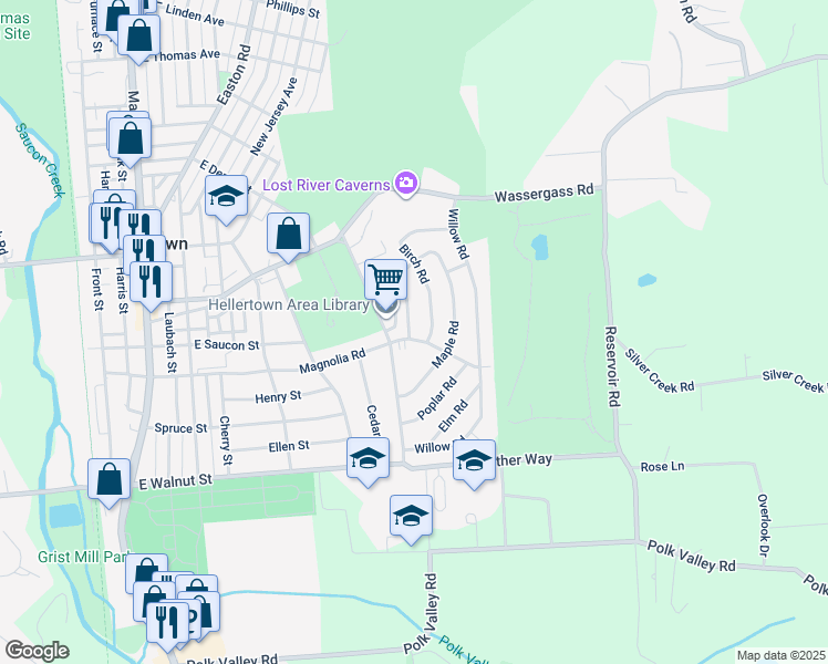 map of restaurants, bars, coffee shops, grocery stores, and more near 821 Magnolia Road in Hellertown
