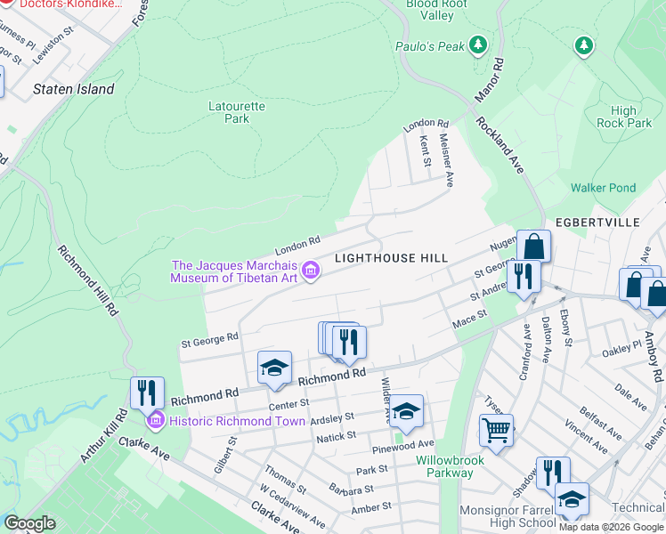 map of restaurants, bars, coffee shops, grocery stores, and more near 314 Lighthouse Avenue in Staten Island