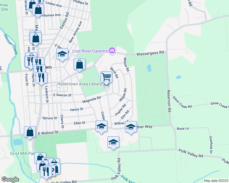 map of restaurants, bars, coffee shops, grocery stores, and more near 821 Magnolia Road in Hellertown