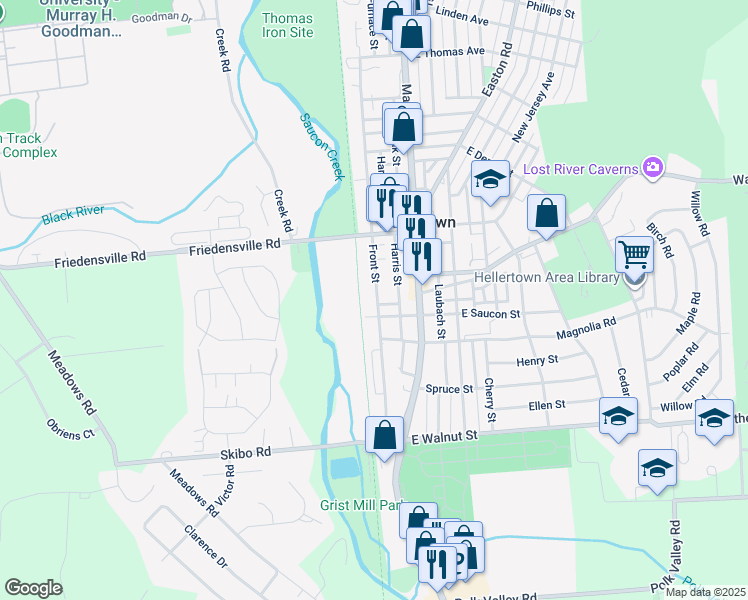 map of restaurants, bars, coffee shops, grocery stores, and more near 422 Front Street in Hellertown