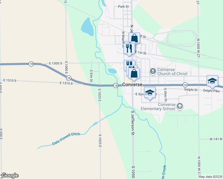 map of restaurants, bars, coffee shops, grocery stores, and more near in Converse