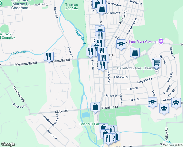 map of restaurants, bars, coffee shops, grocery stores, and more near 422 Front Street in Hellertown