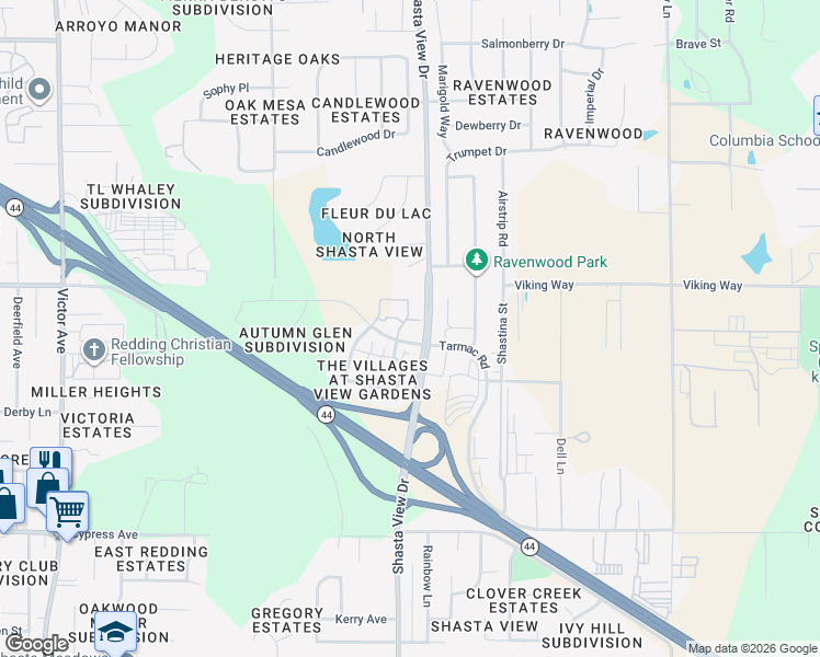 map of restaurants, bars, coffee shops, grocery stores, and more near 1973 Salzburg Trail in Redding