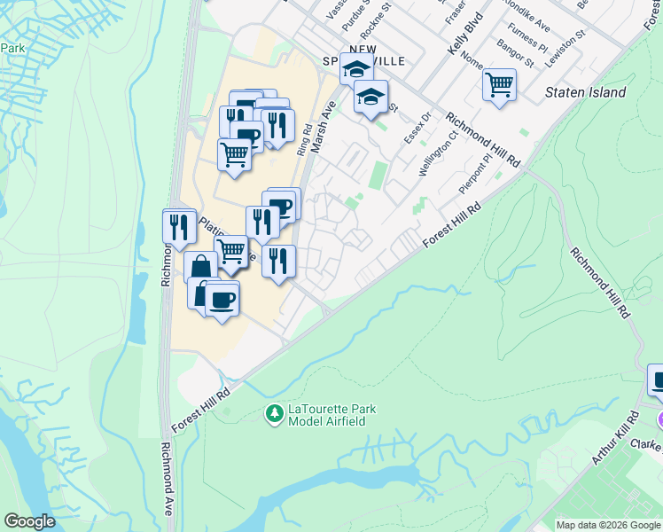 map of restaurants, bars, coffee shops, grocery stores, and more near 247 Windham Loop in Staten Island