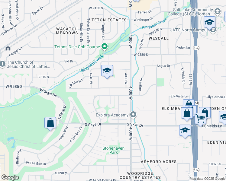 map of restaurants, bars, coffee shops, grocery stores, and more near 4089 Yorkshire Drive in South Jordan