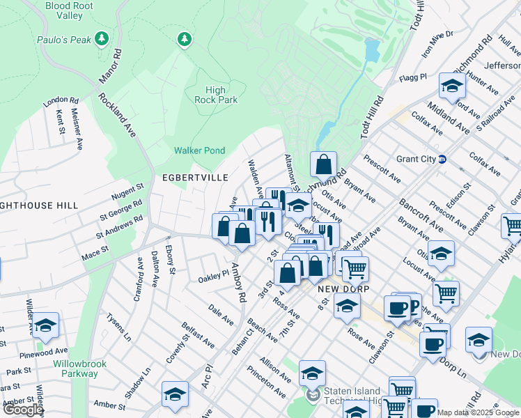 map of restaurants, bars, coffee shops, grocery stores, and more near 39 Saint Stephens Place in Staten Island