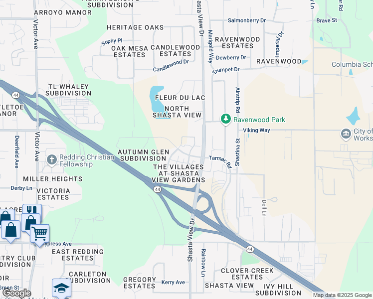 map of restaurants, bars, coffee shops, grocery stores, and more near 1984 Salzburg Trail in Redding