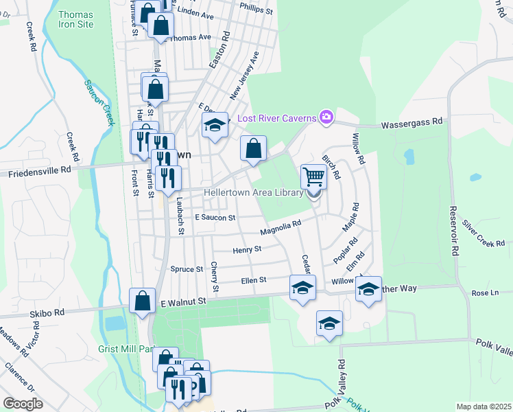 map of restaurants, bars, coffee shops, grocery stores, and more near 514 Tobias Drive in Hellertown