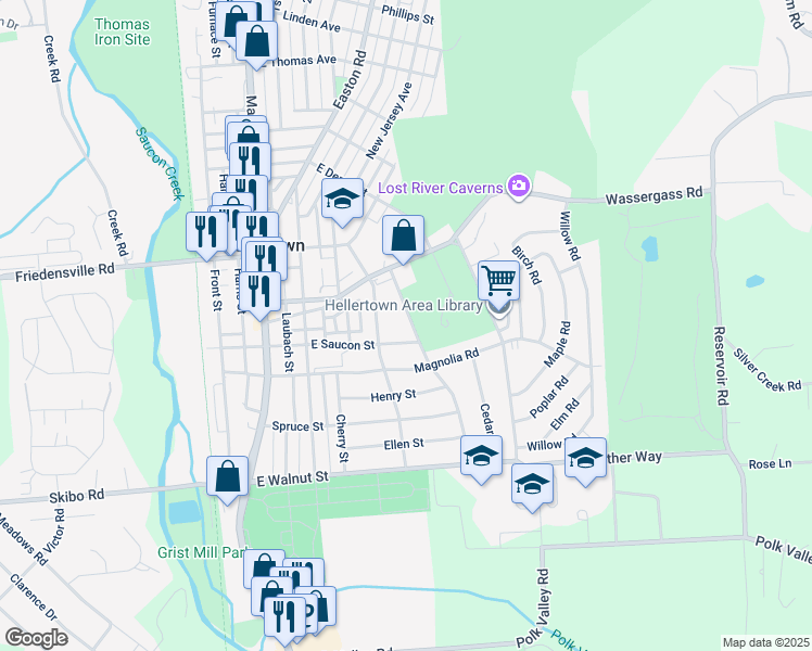 map of restaurants, bars, coffee shops, grocery stores, and more near 514 Tobias Drive in Hellertown
