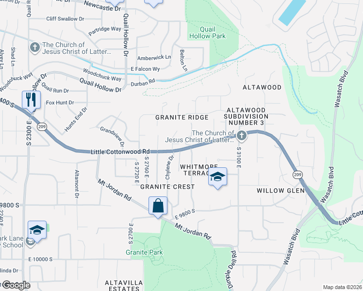 map of restaurants, bars, coffee shops, grocery stores, and more near 9577 Hidden Pine Lane in Sandy