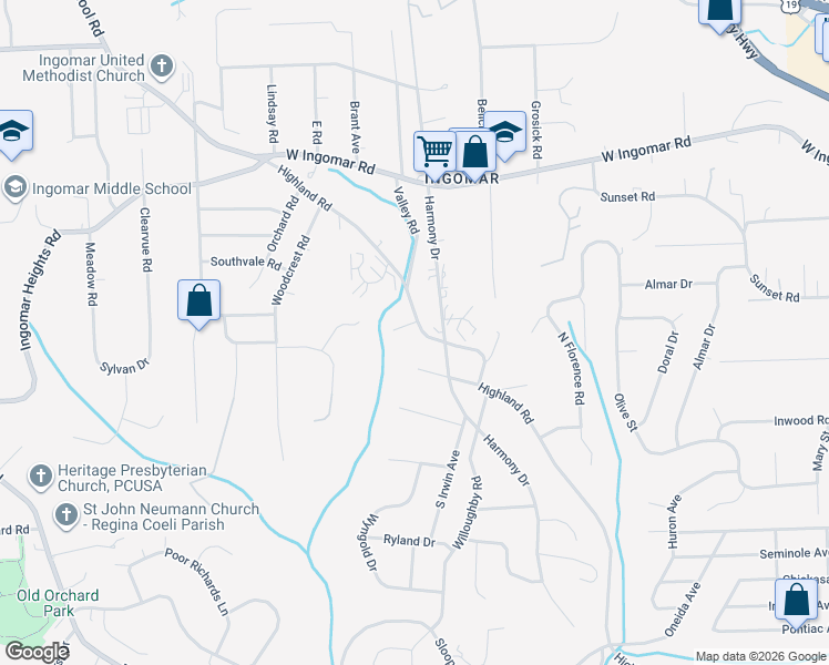 map of restaurants, bars, coffee shops, grocery stores, and more near 749 Glen Manor Road in Pittsburgh