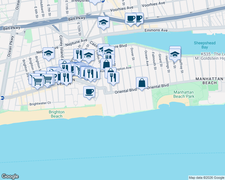 map of restaurants, bars, coffee shops, grocery stores, and more near in Brooklyn