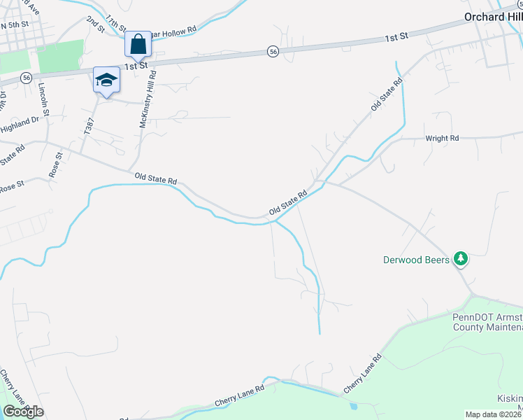 map of restaurants, bars, coffee shops, grocery stores, and more near 941 Old State Road in Apollo