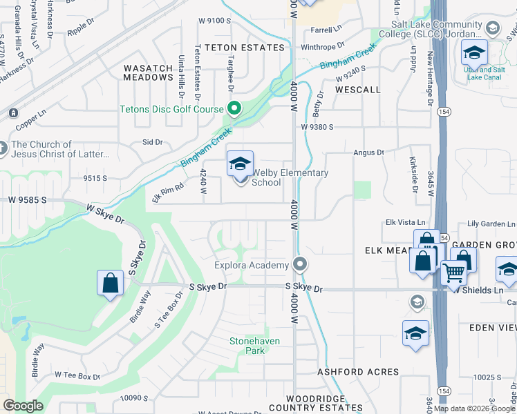 map of restaurants, bars, coffee shops, grocery stores, and more near 4089 9580 South in South Jordan