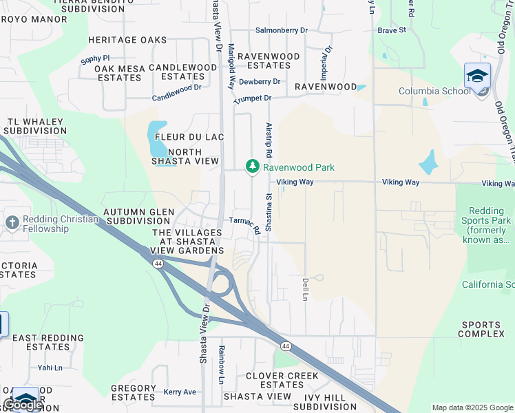 map of restaurants, bars, coffee shops, grocery stores, and more near 2089 Charade Way in Redding