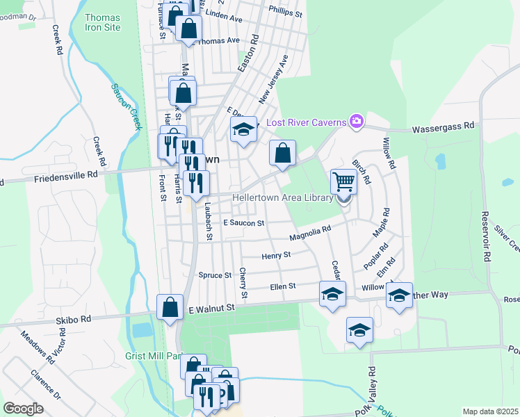 map of restaurants, bars, coffee shops, grocery stores, and more near 522 Rentzheimer Drive in Hellertown
