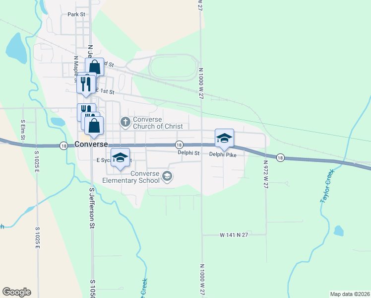 map of restaurants, bars, coffee shops, grocery stores, and more near 612 North Delphos Street in Kokomo