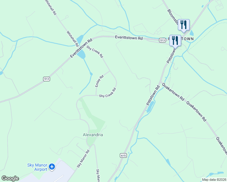 map of restaurants, bars, coffee shops, grocery stores, and more near 22 Shy Creek Road in Alexandria