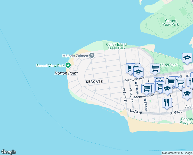 map of restaurants, bars, coffee shops, grocery stores, and more near 3829 Laurel Avenue in Brooklyn