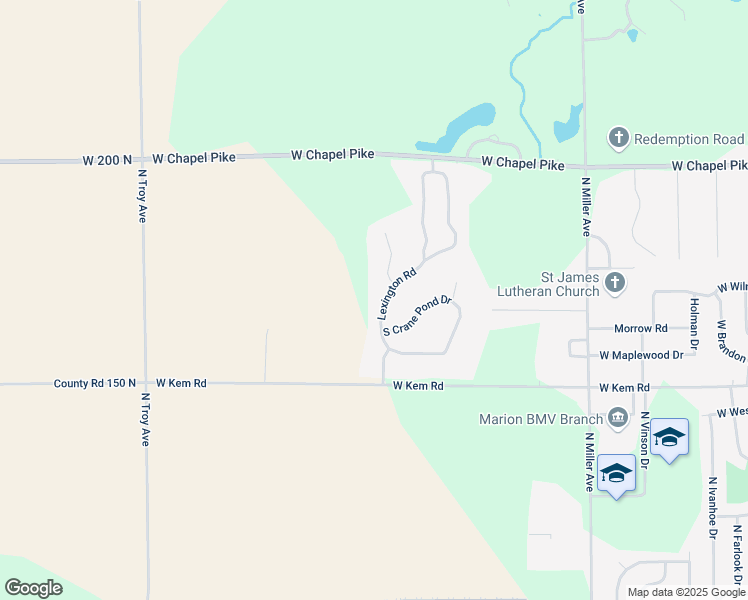 map of restaurants, bars, coffee shops, grocery stores, and more near 1389 N Lexington Rd in Marion