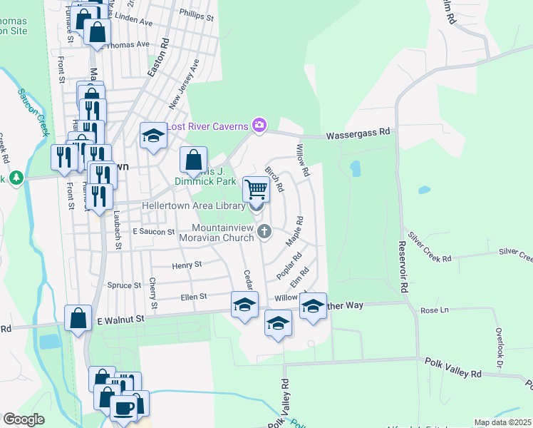 map of restaurants, bars, coffee shops, grocery stores, and more near 426 Locust Road in Hellertown