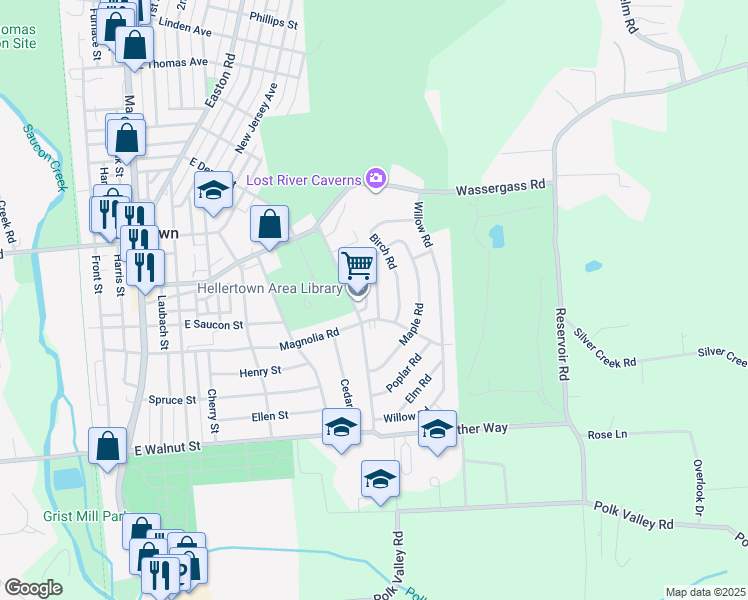 map of restaurants, bars, coffee shops, grocery stores, and more near 426 Locust Road in Hellertown
