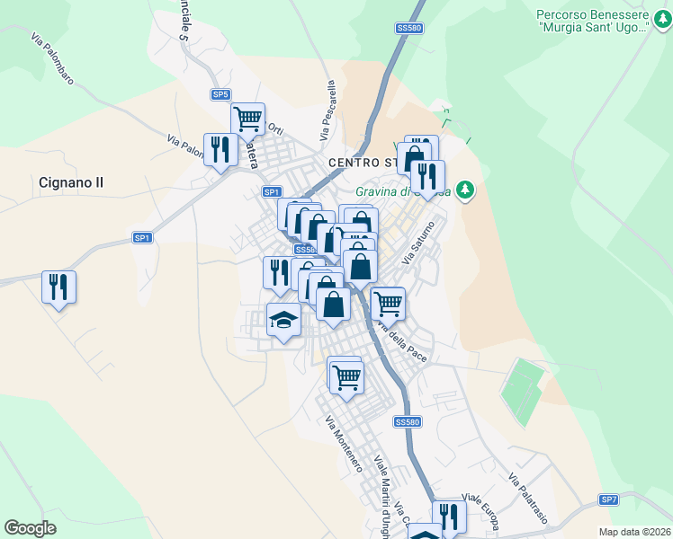 map of restaurants, bars, coffee shops, grocery stores, and more near in Ginosa