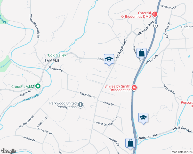 map of restaurants, bars, coffee shops, grocery stores, and more near 2620 Carriage House Drive in Hampton Township