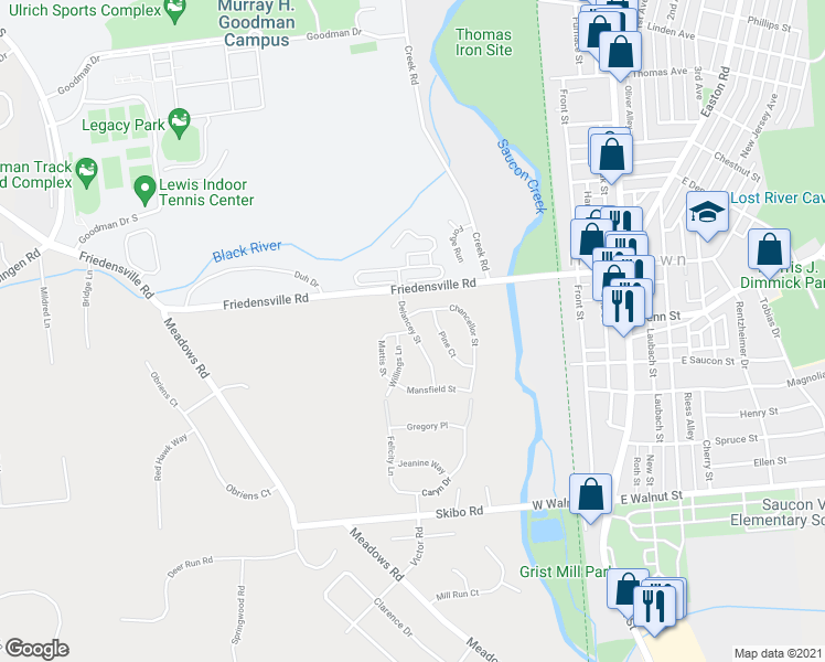 map of restaurants, bars, coffee shops, grocery stores, and more near 2018 Mattis Street in Hellertown