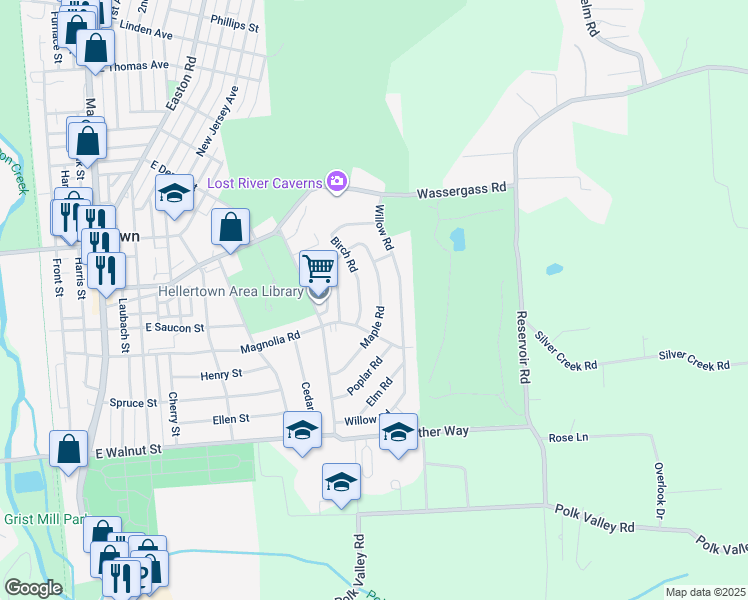 map of restaurants, bars, coffee shops, grocery stores, and more near 432 Maple Road in Hellertown
