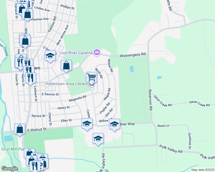 map of restaurants, bars, coffee shops, grocery stores, and more near 432 Maple Road in Hellertown
