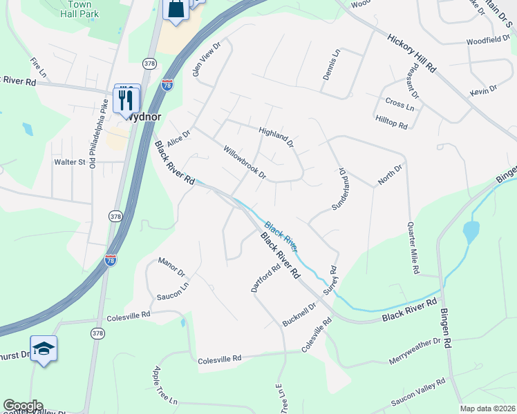 map of restaurants, bars, coffee shops, grocery stores, and more near 1968 Robin Court in Bethlehem