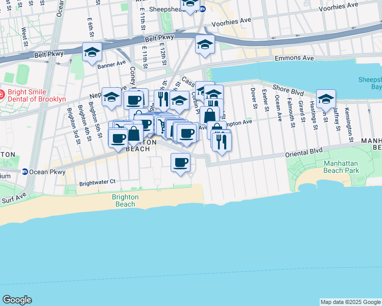map of restaurants, bars, coffee shops, grocery stores, and more near 150 Corbin Place in Brooklyn